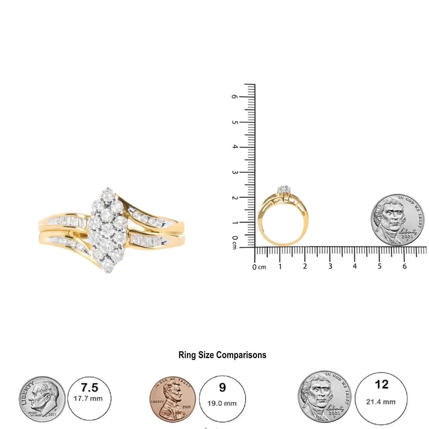 10K Gold Pear Cluster Diamond Ring | Rings | Elegant Emulations Jewelry USA
