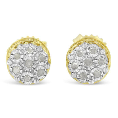 10K Gold Plated Sterling Silver Diamond Floral Studs | Earrings | Elegant Emulations Jewelry USA