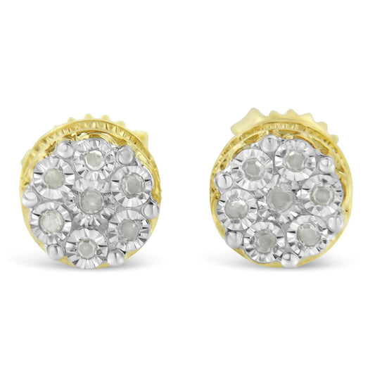 10K Gold Plated Sterling Silver Diamond Floral Studs | Earrings | Elegant Emulations Jewelry USA