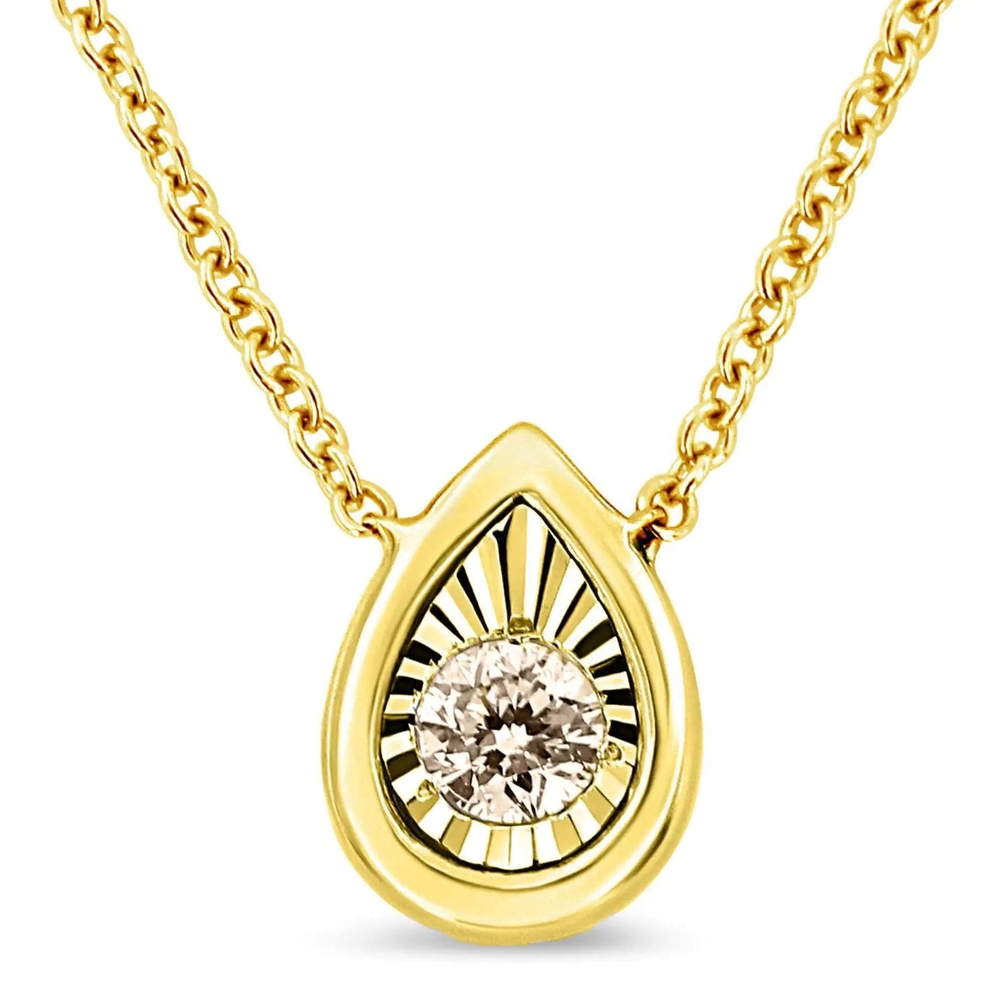 10K Gold Plated Sterling Silver Diamond Miracle Pendant | Necklace | Elegant Emulations Jewelry USA