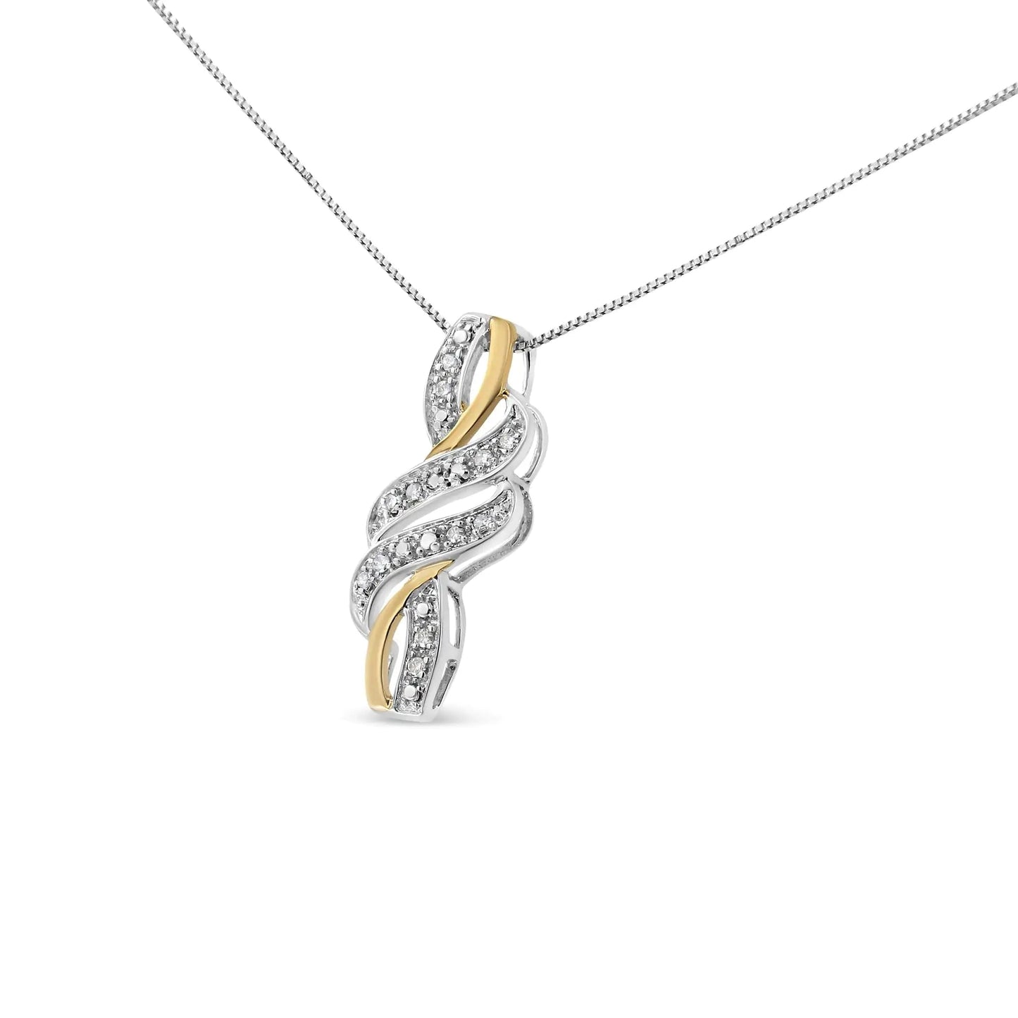 10K Gold Plated Sterling Swirl Diamond Pendant | Necklace | Elegant Emulations Jewelry USA
