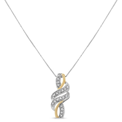 10K Gold Plated Sterling Swirl Diamond Pendant | Necklace | Elegant Emulations Jewelry USA