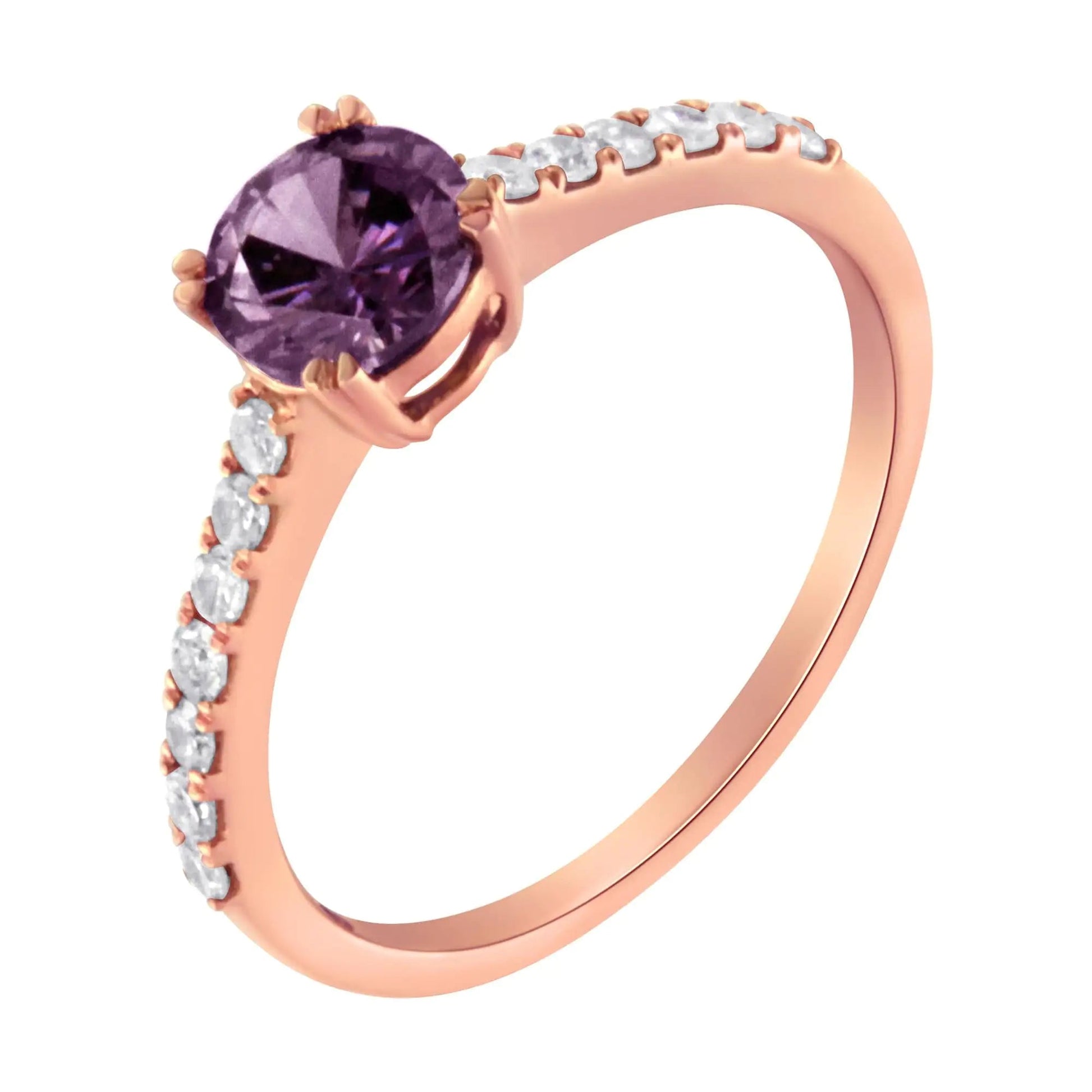 10K Rose Gold 1/4 Cttw Diamond and 6MM Gemstone Halo Ring(H - I Color, I1 - I2 Clarity) | | Elegant Emulations Jewelry USA