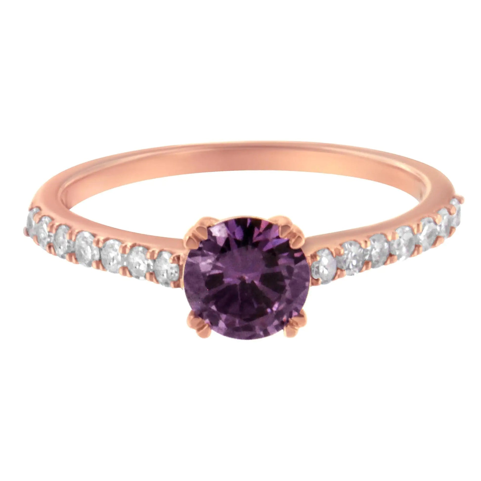 10K Rose Gold 1/4 Cttw Diamond and 6MM Gemstone Halo Ring(H - I Color, I1 - I2 Clarity) | | Elegant Emulations Jewelry USA
