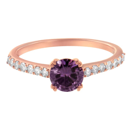 10K Rose Gold 1/4 Cttw Diamond and 6MM Gemstone Halo Ring(H - I Color, I1 - I2 Clarity) | | Elegant Emulations Jewelry USA