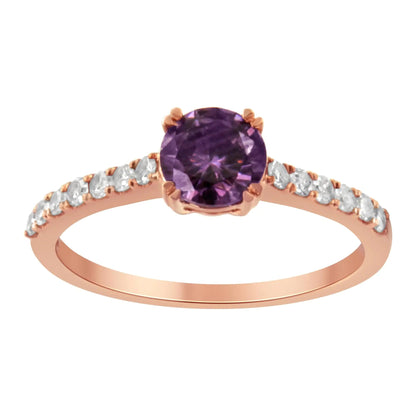 10K Rose Gold 1/4 Cttw Diamond and 6MM Gemstone Halo Ring(H - I Color, I1 - I2 Clarity) | | Elegant Emulations Jewelry USA