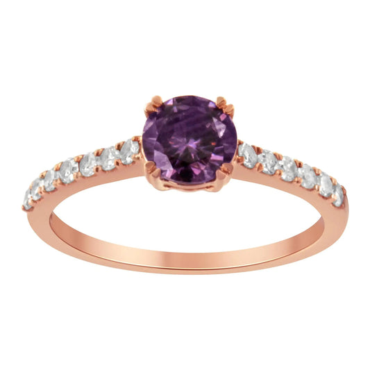 10K Rose Gold 1/4 Cttw Diamond and 6MM Gemstone Halo Ring(H - I Color, I1 - I2 Clarity) | | Elegant Emulations Jewelry USA