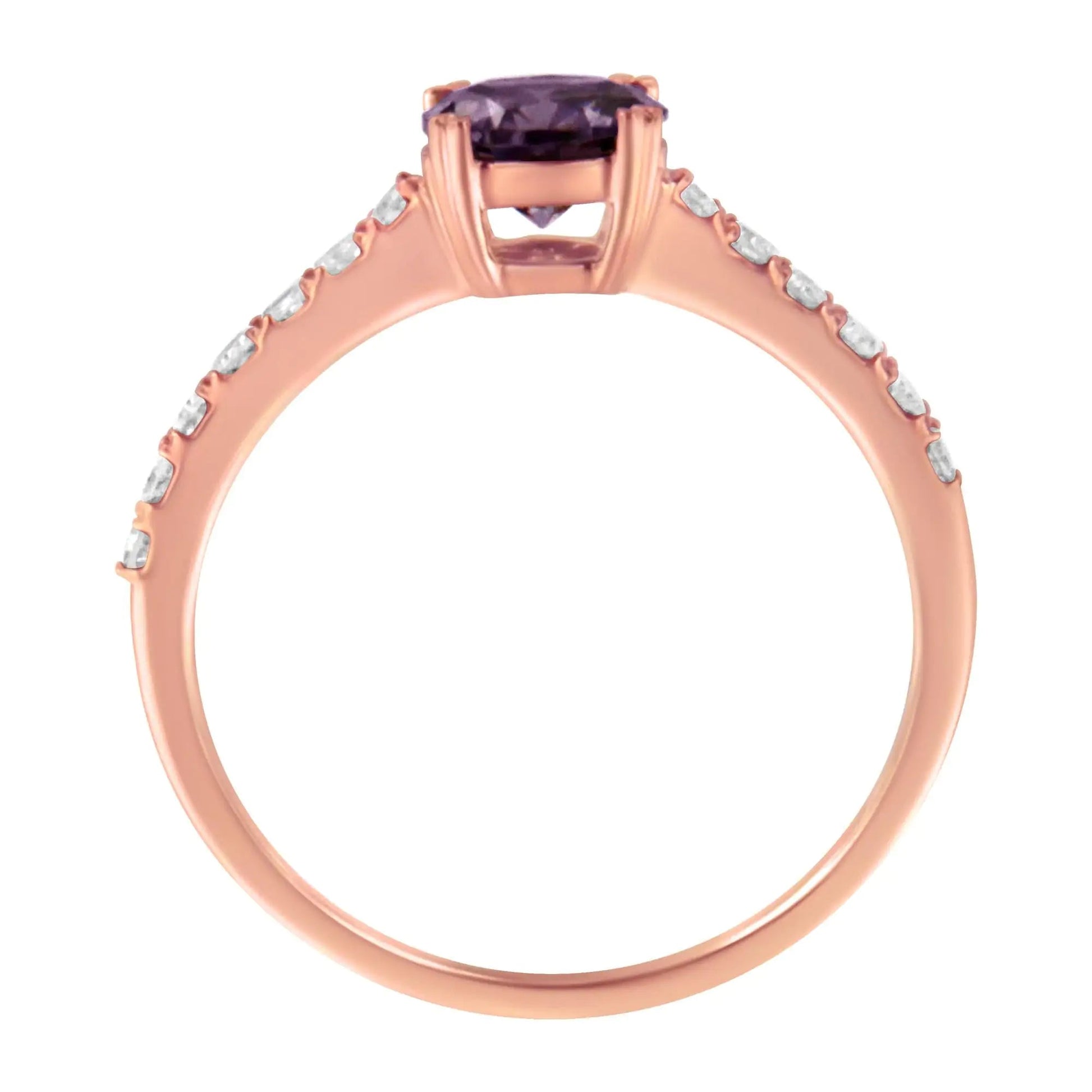 10K Rose Gold 1/4 Cttw Diamond and 6MM Gemstone Halo Ring(H - I Color, I1 - I2 Clarity) | | Elegant Emulations Jewelry USA