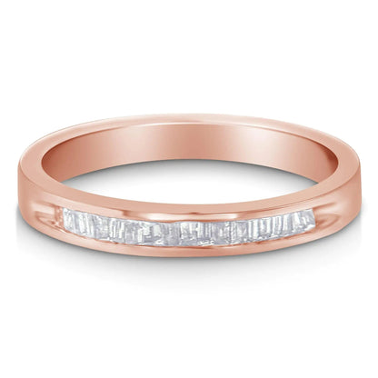 10K Rose Gold Sterling Silver Diamond Stackable Band | Rings | Elegant Emulations Jewelry USA