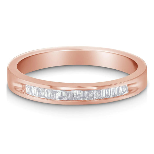 10K Rose Gold Sterling Silver Diamond Stackable Band | Rings | Elegant Emulations Jewelry USA