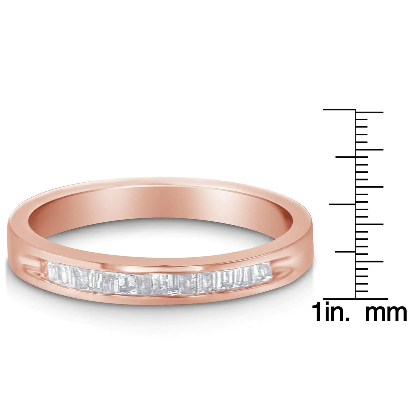10K Rose Gold Sterling Silver Diamond Stackable Band | Rings | Elegant Emulations Jewelry USA