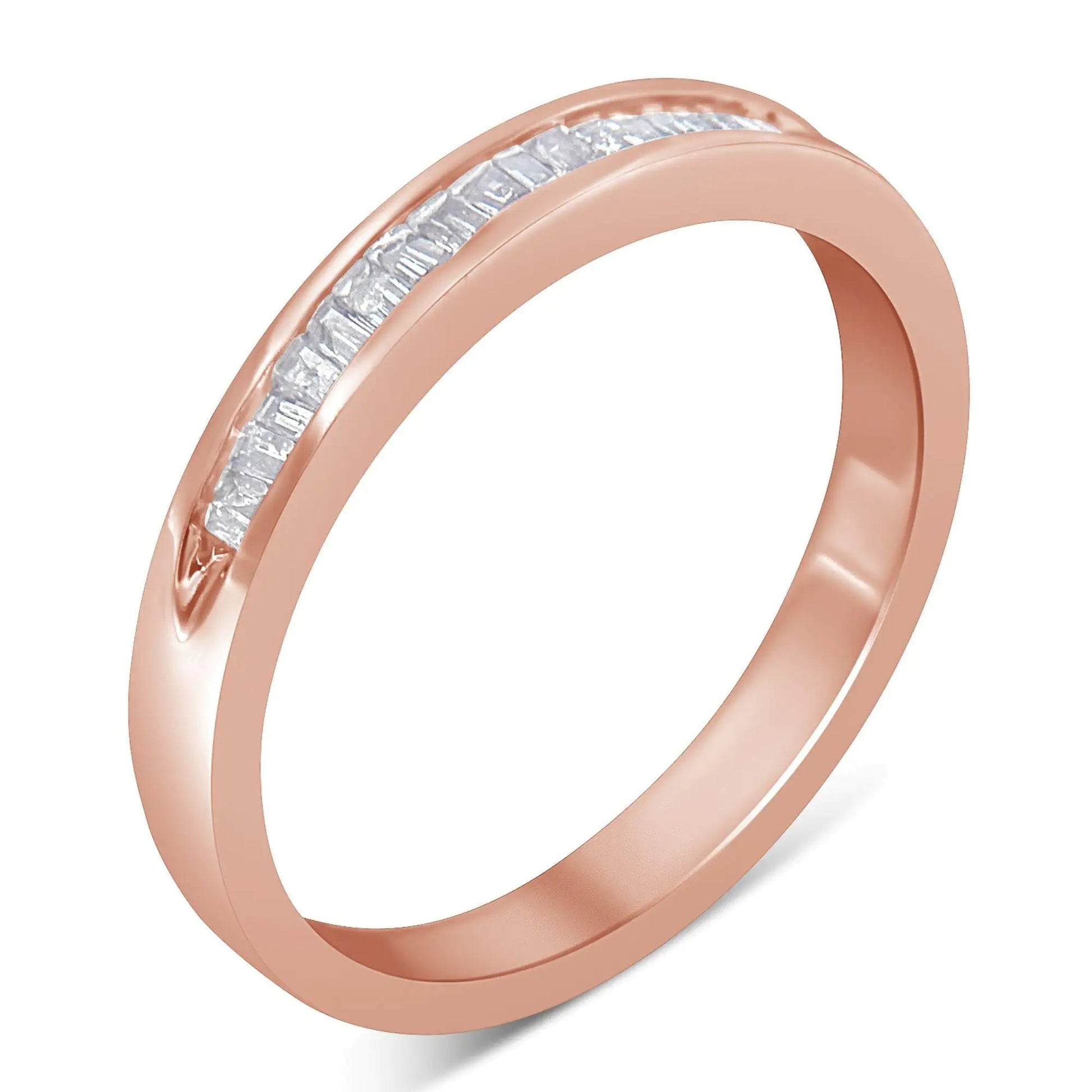 10K Rose Gold Sterling Silver Diamond Stackable Band | Rings | Elegant Emulations Jewelry USA