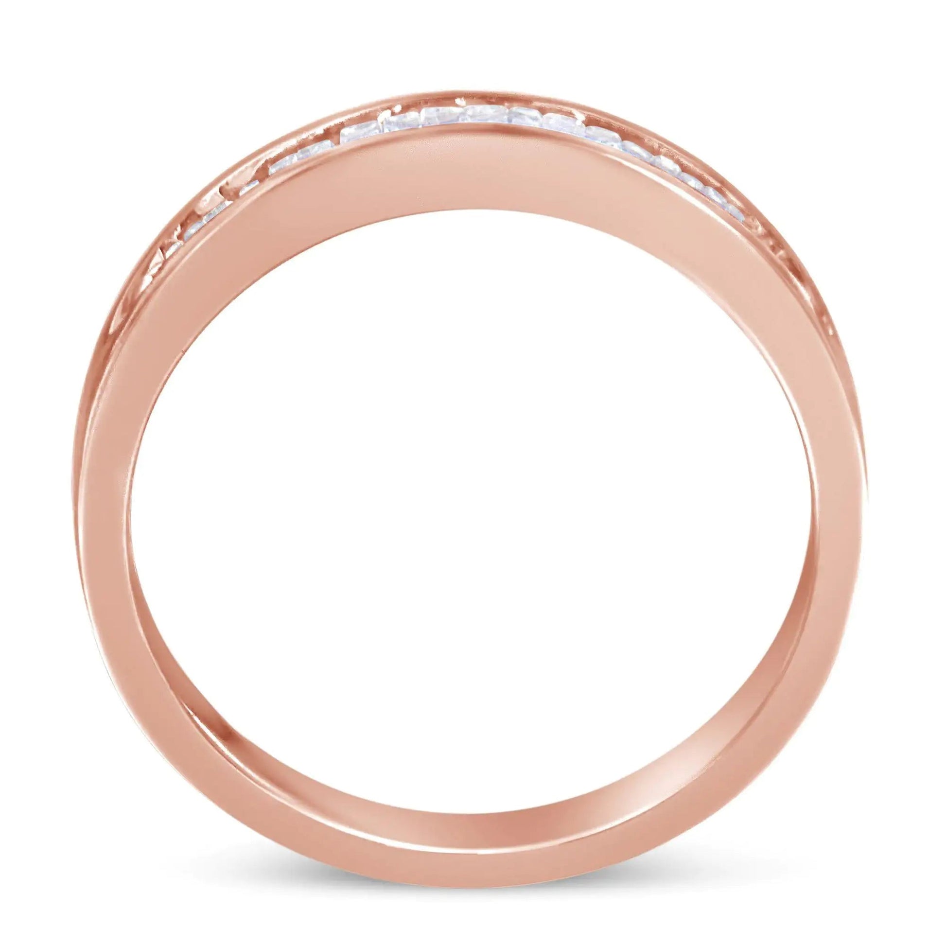 10K Rose Gold Sterling Silver Diamond Stackable Band | Rings | Elegant Emulations Jewelry USA