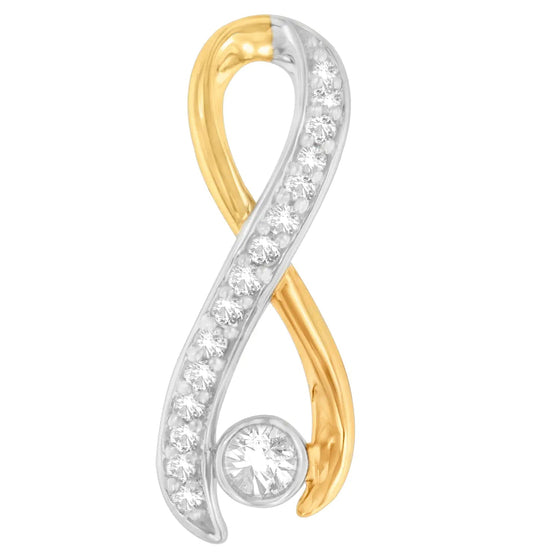 10K Two - Tone Gold 1/5 cttw Diamond Radiant Ribbon Pendant Necklace (H - I, I1 - I2) | Necklace | Elegant Emulations Jewelry USA