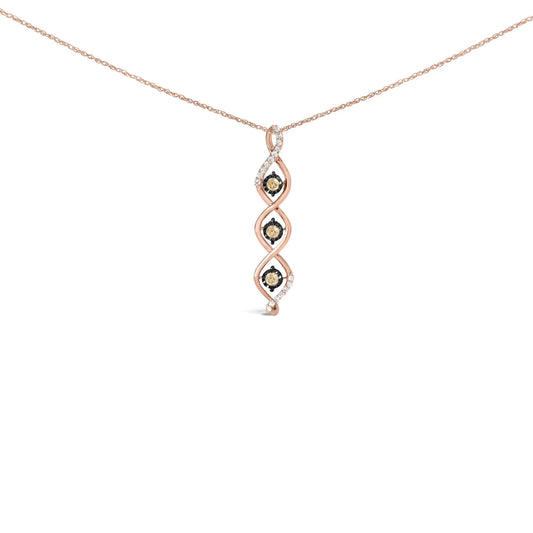 10K Two - Tone Gold & Silver Diamond Twist Pendant Necklace | Necklace | Elegant Emulations Jewelry USA