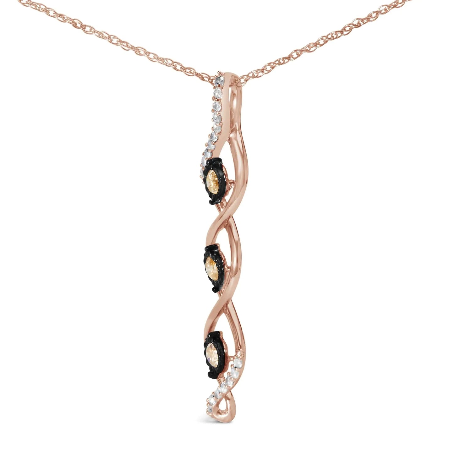 10K Two - Tone Gold & Silver Diamond Twist Pendant Necklace | Necklace | Elegant Emulations Jewelry USA
