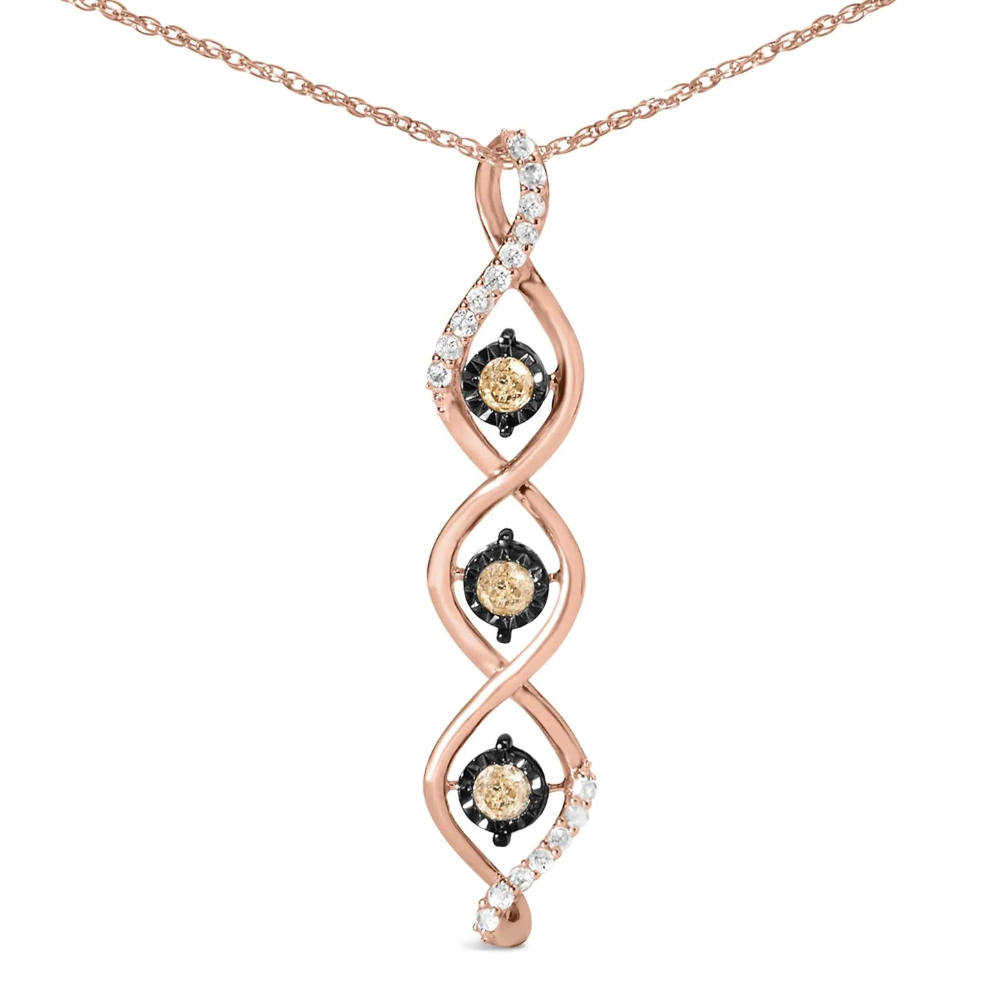 10K Two - Tone Gold & Silver Diamond Twist Pendant Necklace | Necklace | Elegant Emulations Jewelry USA