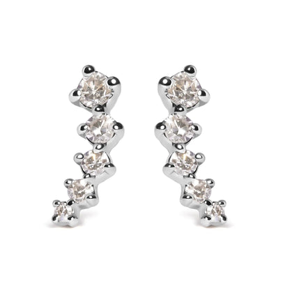 10K White Gold 1/10 Cttw Diamond Journey Style Climber Stud Earrings (H - I Color, I1 - I2 Clarity) | | Elegant Emulations Jewelry USA