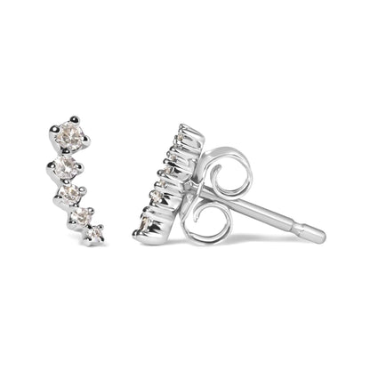 10K White Gold 1/10 Cttw Diamond Journey Style Climber Stud Earrings (H - I Color, I1 - I2 Clarity) | | Elegant Emulations Jewelry USA