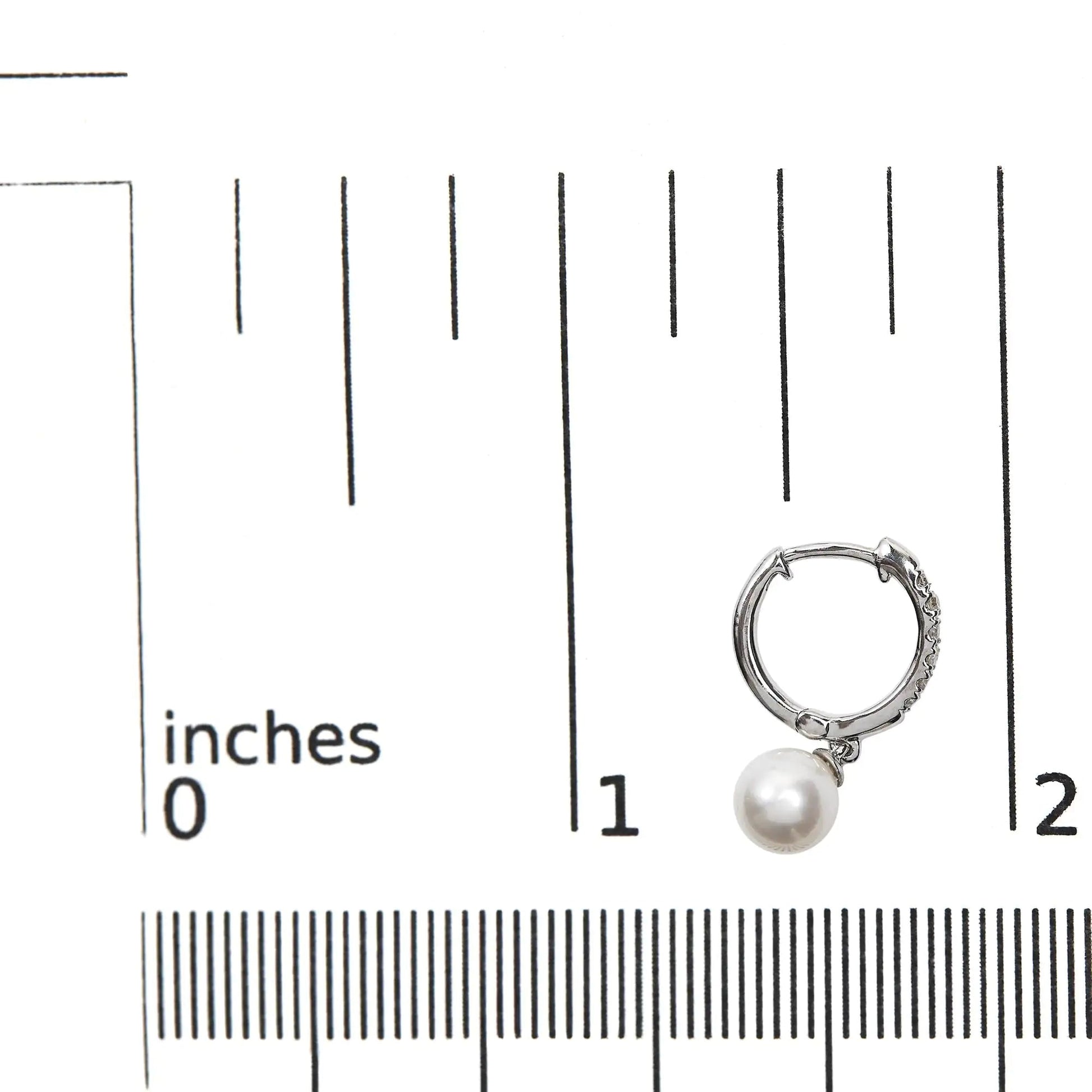 10K White Gold 6x6 MM Cultured Freshwater Pearl and Diamond Accent Drop Huggy Earring (H - I Color, I1 - I2 Clarity) | | Elegant Emulations Jewelry USA