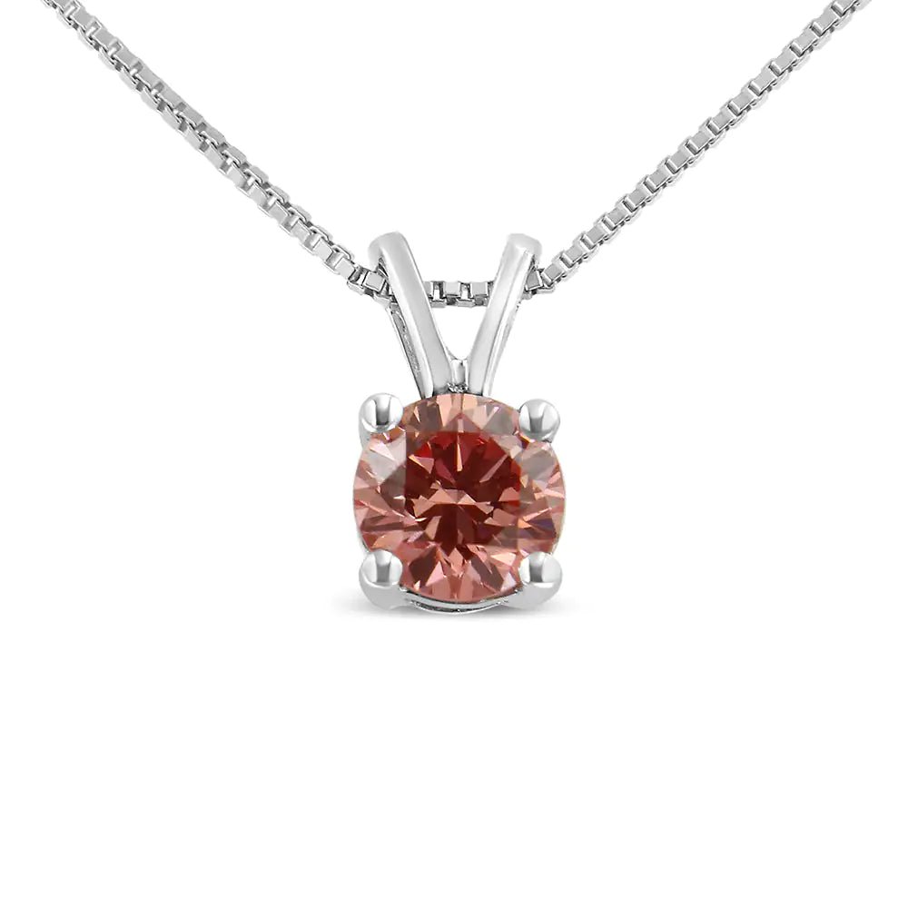 10K White Gold Brilliant Lab Diamond Solitaire Pendant | Necklace | Elegant Emulations Jewelry USA