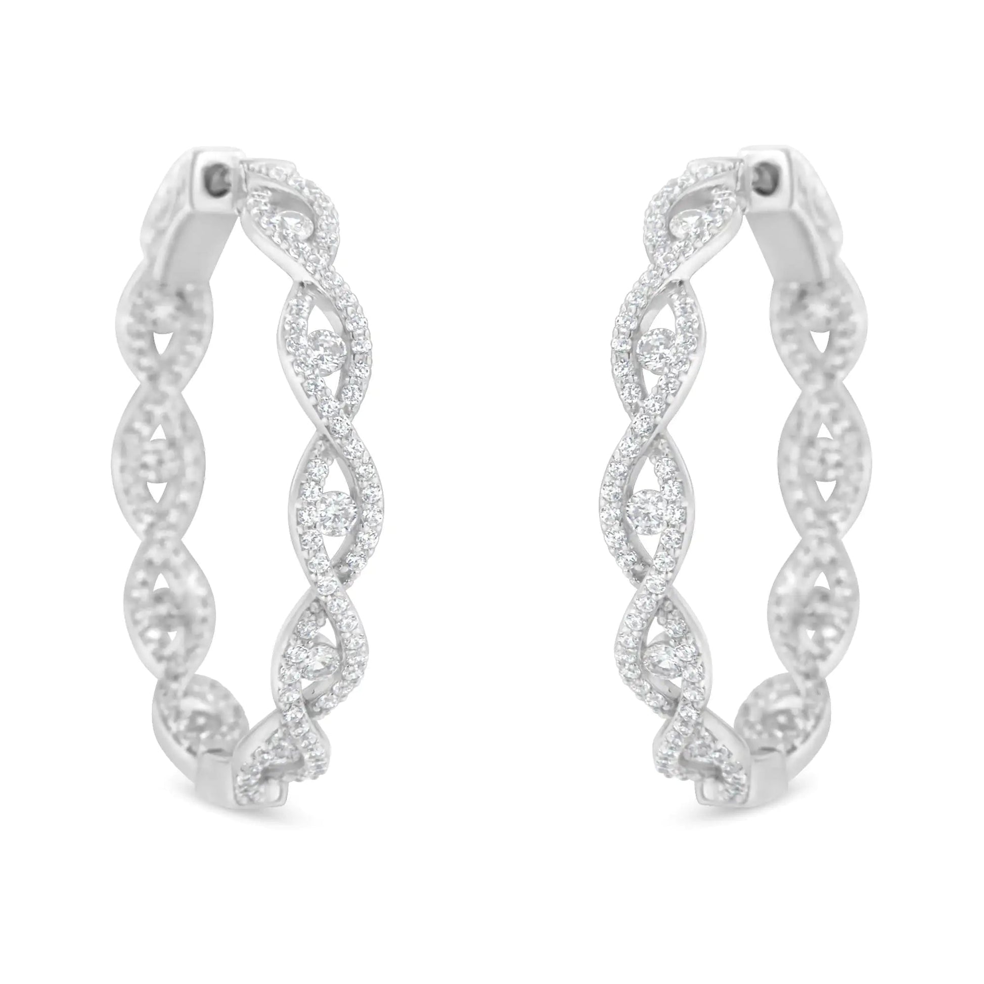 10K White Gold Diamond Hoop Earrings (1 1/2 cttw, H - I Color, I1 - I2 Clarity) | | Elegant Emulations Jewelry USA