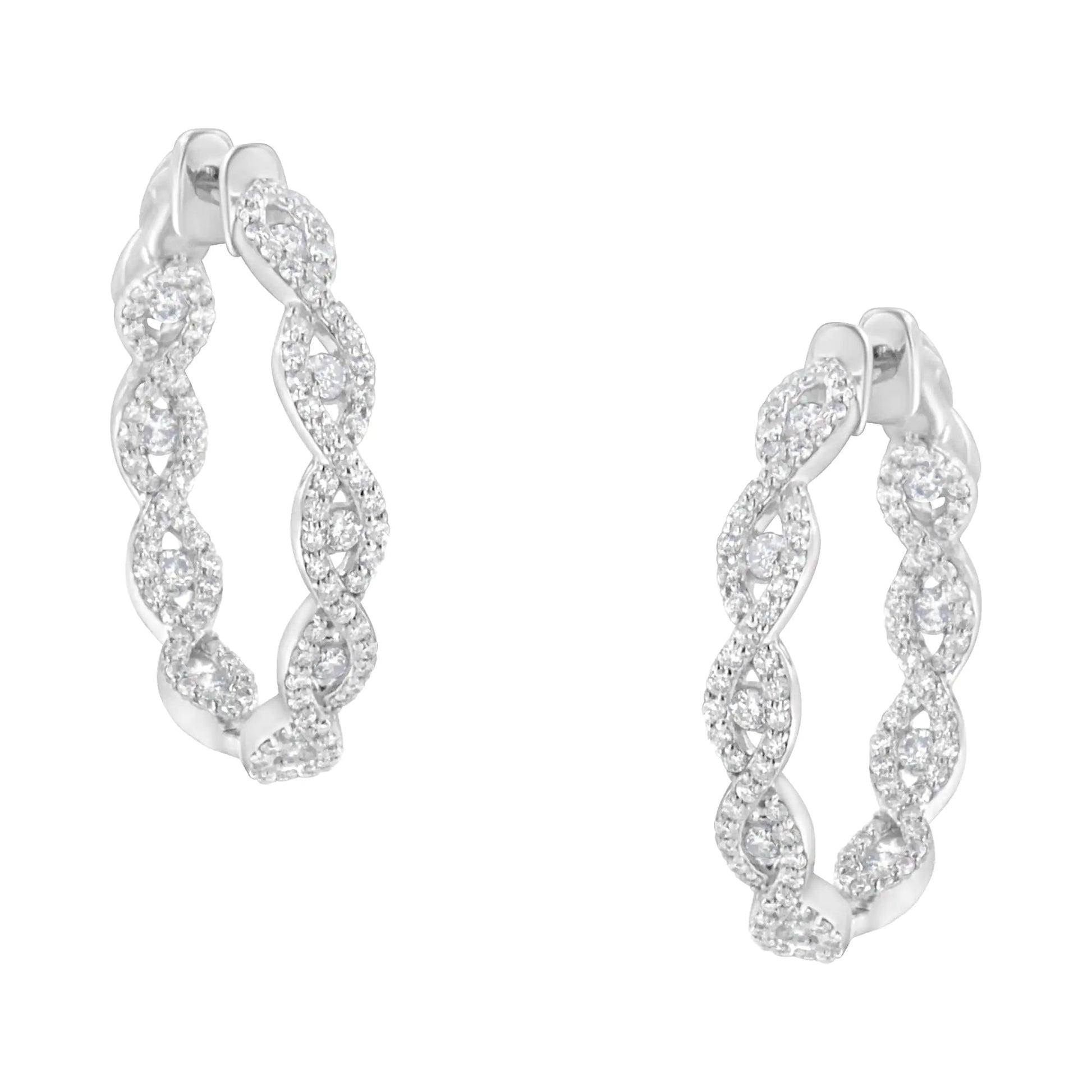 10K White Gold Diamond Hoop Earrings (1 1/2 cttw, H - I Color, I1 - I2 Clarity) | | Elegant Emulations Jewelry USA