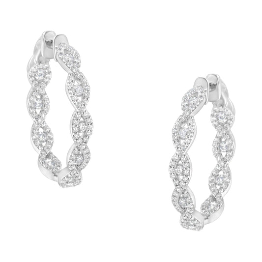 10K White Gold Diamond Hoop Earrings (1 1/2 cttw, H - I Color, I1 - I2 Clarity) | | Elegant Emulations Jewelry USA