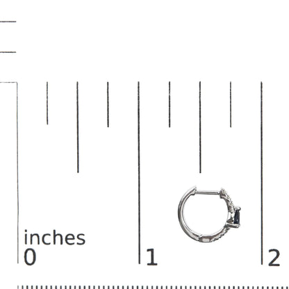 10K White Gold Pear Shaped Blue Sapphire and 1/10 Cttw Diamond Huggy Hoop Earrings (H - I Color, I1 - I2 Clarity) | | Elegant Emulations Jewelry USA