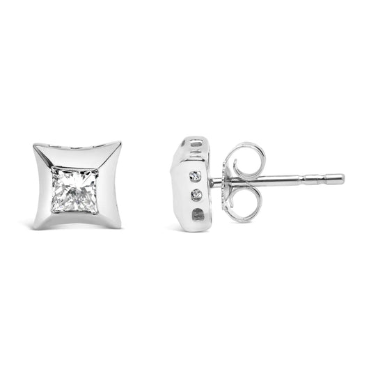 10K White Gold Princess Diamond Studs 1/2 Cttw | Earrings | Elegant Emulations Jewelry USA