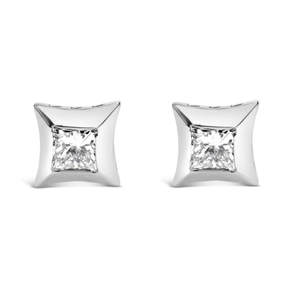 10K White Gold Princess Diamond Studs 1/2 Cttw | Earrings | Elegant Emulations Jewelry USA