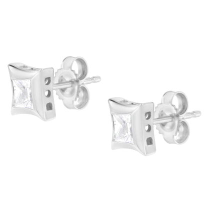 10K White Gold Princess Diamond Studs 1/2 Cttw | Earrings | Elegant Emulations Jewelry USA