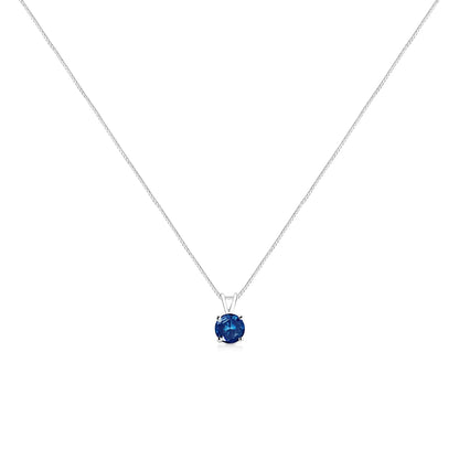 10K White Gold Round Brilliant Cut Lab Grown Blue Diamond 4 - Prong Solitaire Pendant Necklace (Blue Color, VS2 - SI1 Clarity) - 18" | Necklace | Elegant Emulations Jewelry USA