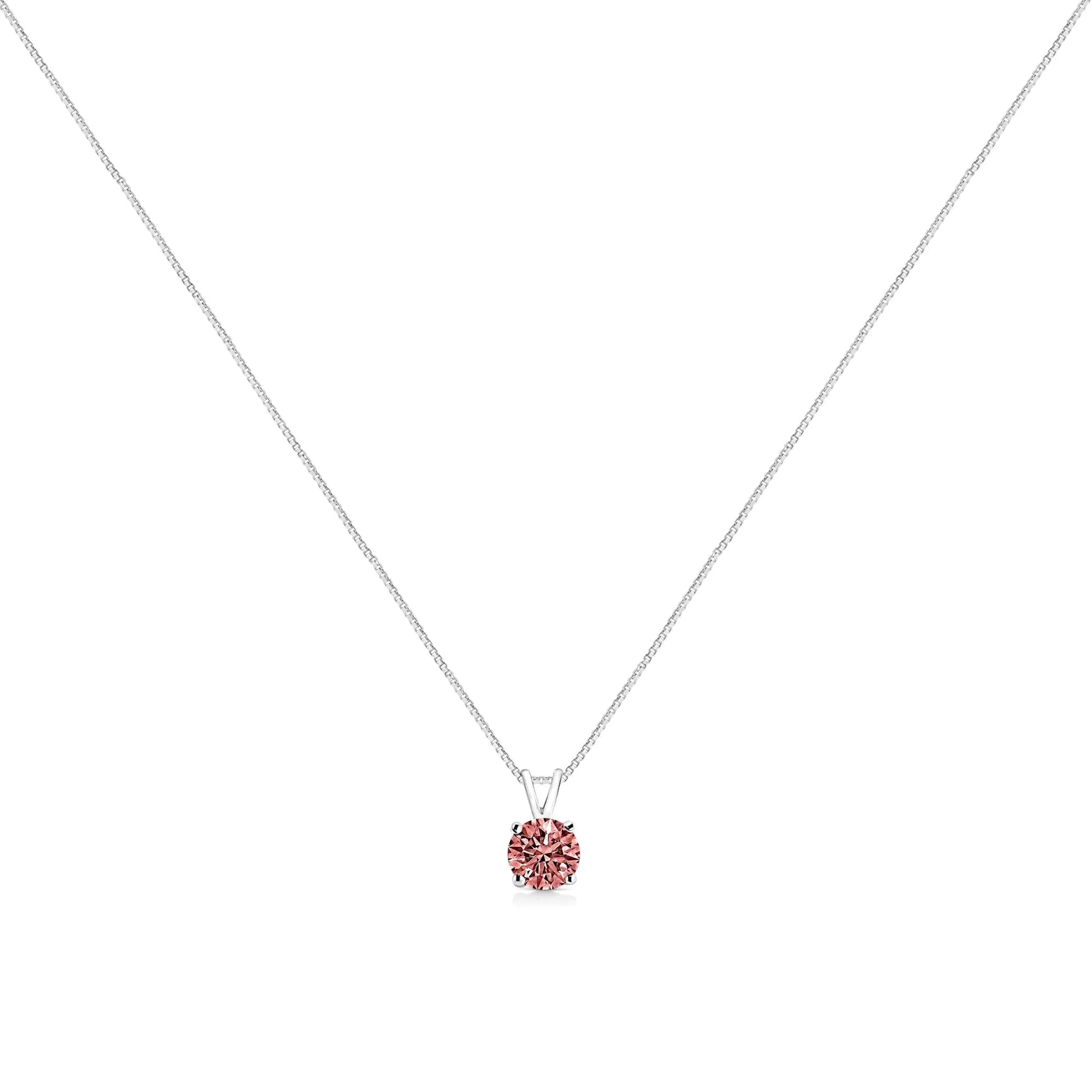 10K White Gold Round Brilliant Cut Lab Grown Blue Diamond 4 - Prong Solitaire Pendant Necklace (Blue Color, VS2 - SI1 Clarity) - 18" | Necklace | Elegant Emulations Jewelry USA