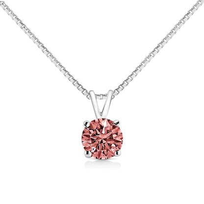 10K White Gold Round Brilliant Cut Lab Grown Blue Diamond 4 - Prong Solitaire Pendant Necklace (Blue Color, VS2 - SI1 Clarity) - 18" | Necklace | Elegant Emulations Jewelry USA