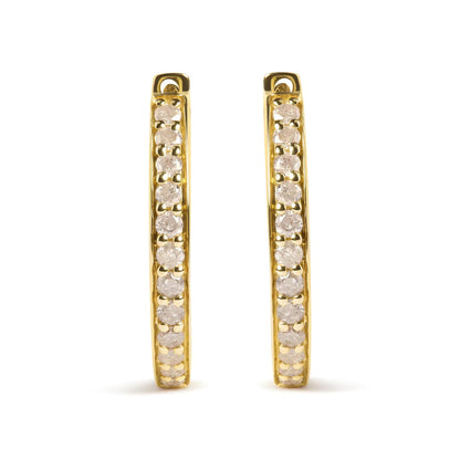 10K Yellow Gold 1/2 Cttw Round - Cut Diamond Hoop Earrings (I - J Color, I2 - I3 Clarity) | | Elegant Emulations Jewelry USA