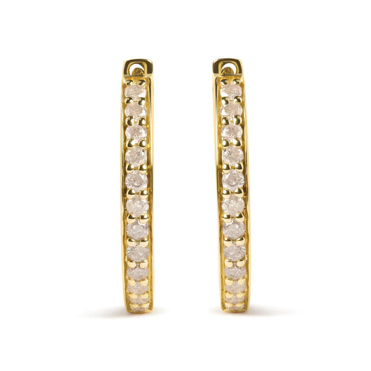 10K Yellow Gold 1/2 Cttw Round - Cut Diamond Hoop Earrings (I - J Color, I2 - I3 Clarity) | | Elegant Emulations Jewelry USA