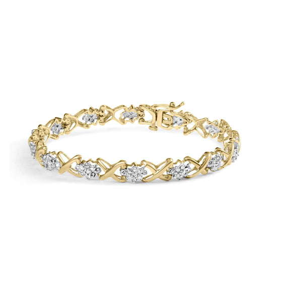 10k Yellow Gold Plated .925 Sterling Silver 2.00 Cttw Round - Cut Diamond Link 7" Bracelet (H - I Color, I2 - I3 Clarity) | | Elegant Emulations Jewelry USA