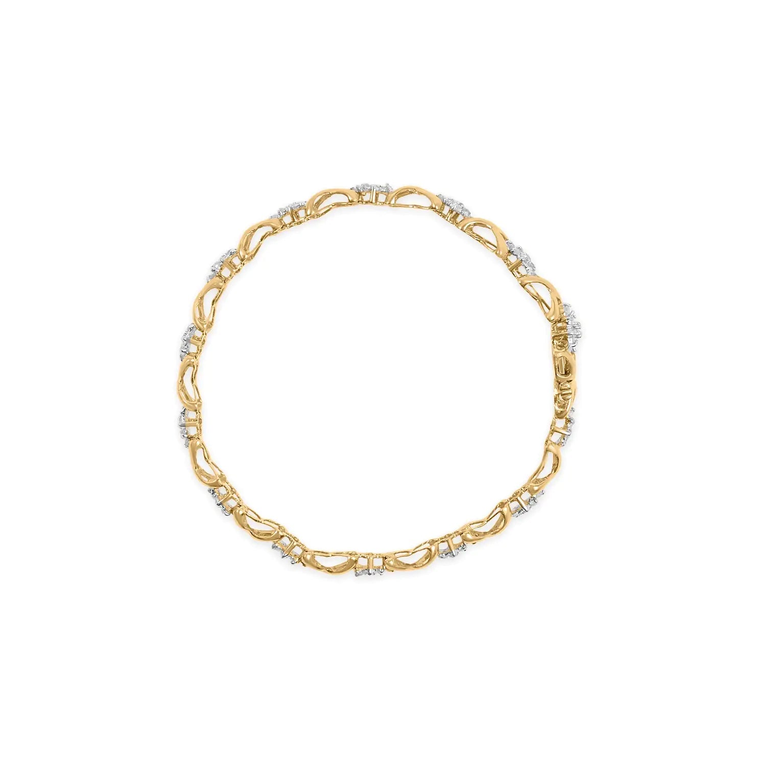 10k Yellow Gold Plated .925 Sterling Silver 2.00 Cttw Round - Cut Diamond Link 7" Bracelet (H - I Color, I2 - I3 Clarity) | | Elegant Emulations Jewelry USA