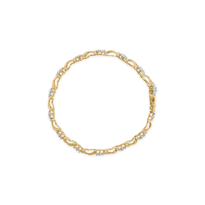 10k Yellow Gold Plated .925 Sterling Silver 2.00 Cttw Round - Cut Diamond Link 7" Bracelet (H - I Color, I2 - I3 Clarity) | | Elegant Emulations Jewelry USA