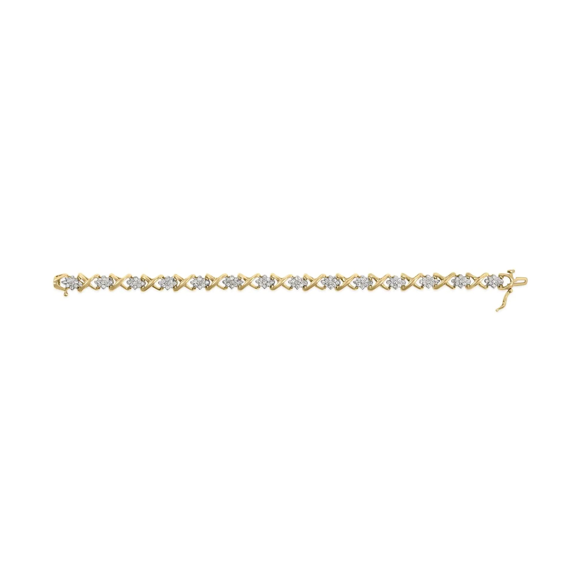 10k Yellow Gold Plated .925 Sterling Silver 2.00 Cttw Round - Cut Diamond Link 7" Bracelet (H - I Color, I2 - I3 Clarity) | | Elegant Emulations Jewelry USA