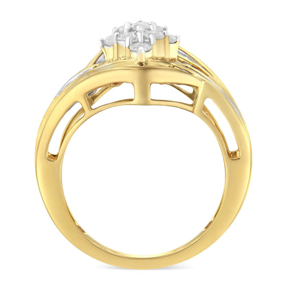 10K Yellow Gold Plated Silver Diamond Cluster Ring – 1 CT | Rings | Elegant Emulations Jewelry USA