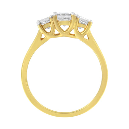 10K Yellow Gold Princess - Cut Diamond Three Stone Band Ring (1 Cttw, J - K Color, I1 - I2 Clarity) | | Elegant Emulations Jewelry USA