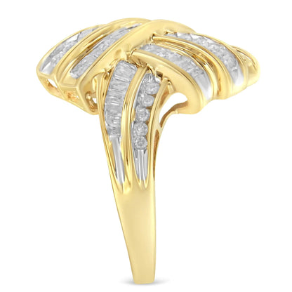 10K Yellow Gold Sterling Silver Diamond Knot Ring | Rings | Elegant Emulations Jewelry USA