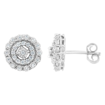 10KT White Gold 1/2 cttw Double Halo Brilliant Round - Cut Diamond Stud Earrings (I - J Clarity, I2 - I3 Color) | | Elegant Emulations Jewelry USA