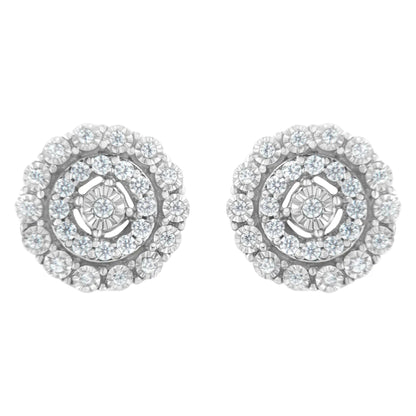 10KT White Gold 1/2 cttw Double Halo Brilliant Round - Cut Diamond Stud Earrings (I - J Clarity, I2 - I3 Color) | | Elegant Emulations Jewelry USA