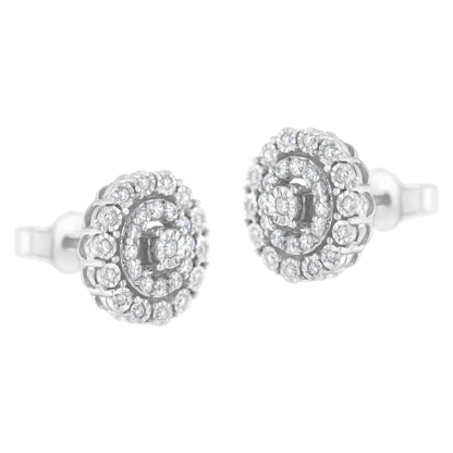 10KT White Gold 1/2 cttw Double Halo Brilliant Round - Cut Diamond Stud Earrings (I - J Clarity, I2 - I3 Color) | | Elegant Emulations Jewelry USA