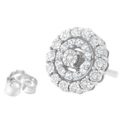 10KT White Gold 1/2 cttw Double Halo Brilliant Round - Cut Diamond Stud Earrings (I - J Clarity, I2 - I3 Color) | | Elegant Emulations Jewelry USA
