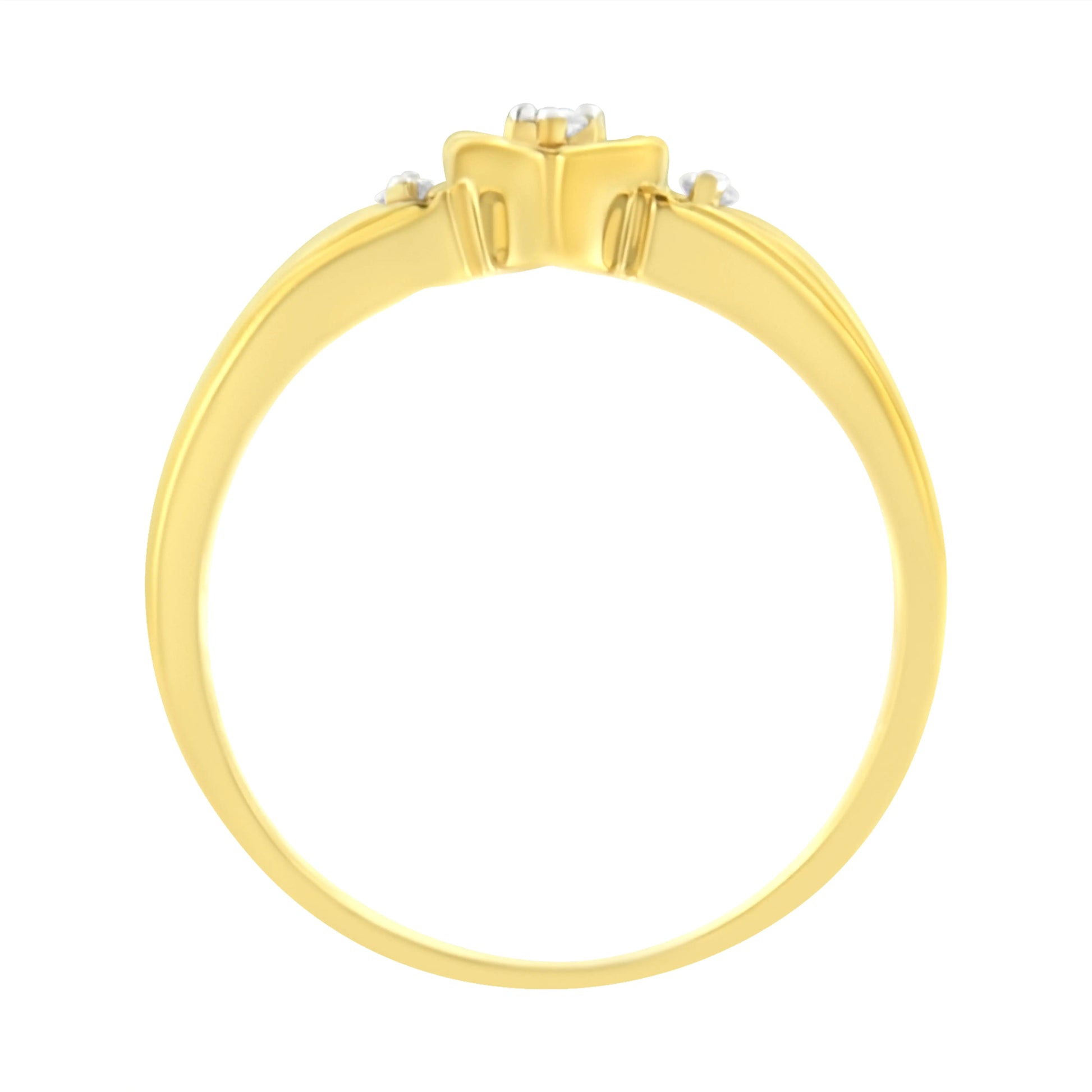 10KT Yellow Gold 1/20 cttw Diamond Triple Heart Diamond Ring (K - L, I1 - I2) | Rings | Elegant Emulations Jewelry USA