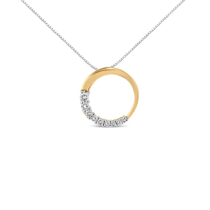 14K Gold 1/4 Cttw Round - Cut Graduating Diamond Open Circle Hoop 18" Pendant Necklace (J - K Color, I1 - I2 Clarity) | Necklace | Elegant Emulations Jewelry USA